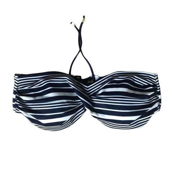 Victoria’s Secret Push Up Padded Navy White Twisted Bandeau Bikini Top 36B - Picture 1 of 4
